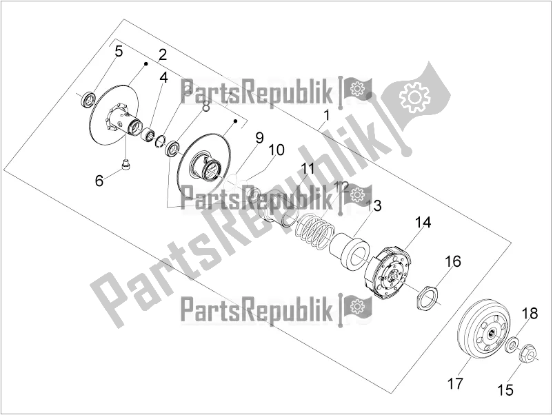 Todas as partes de Polia Conduzida do Aprilia SR MAX 300 2017