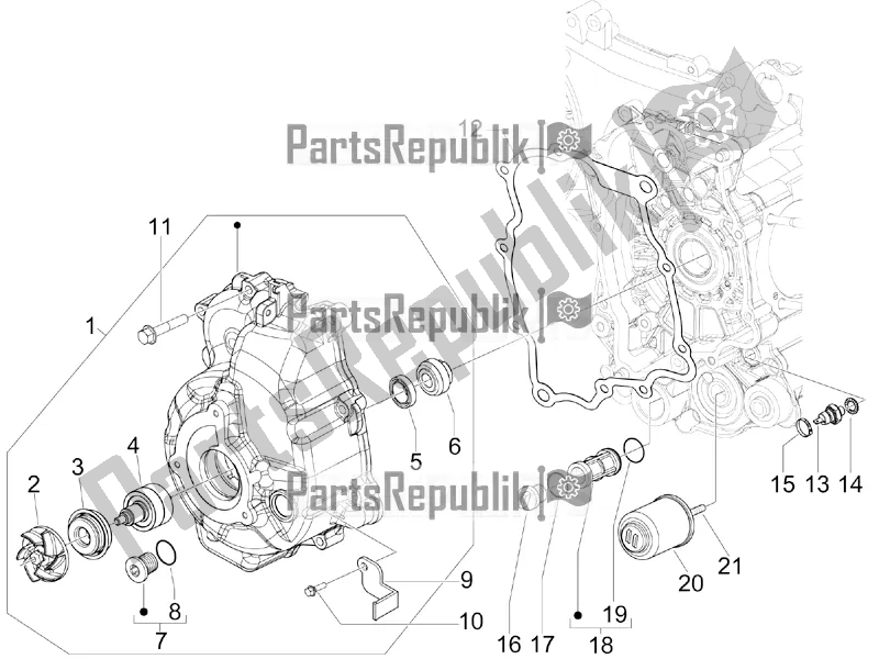 Alle onderdelen voor de Vliegwiel Magneto Deksel - Oliefilter van de Aprilia SR MAX 300 2017