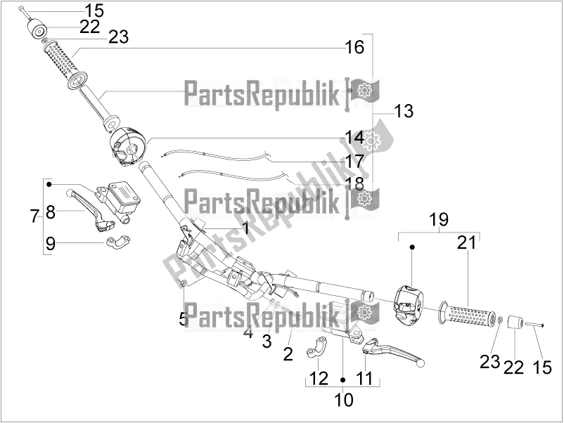 All parts for the Handlebars - Master Cil. Of the Aprilia SR MAX 300 2017