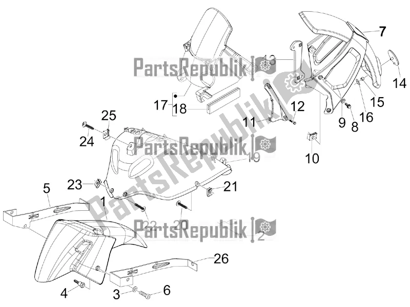 All parts for the Wheel Huosing - Mudguard of the Aprilia SR MAX 300 2017