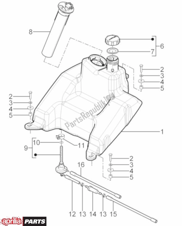 Alle onderdelen voor de Benzinetank van de Aprilia SR Motard 83 125 2012