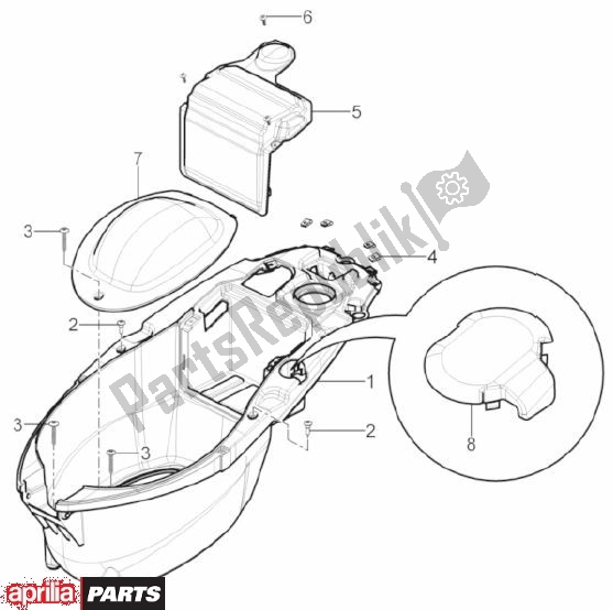 Tutte le parti per il Helmruimte del Aprilia SR Motard 83 125 2012