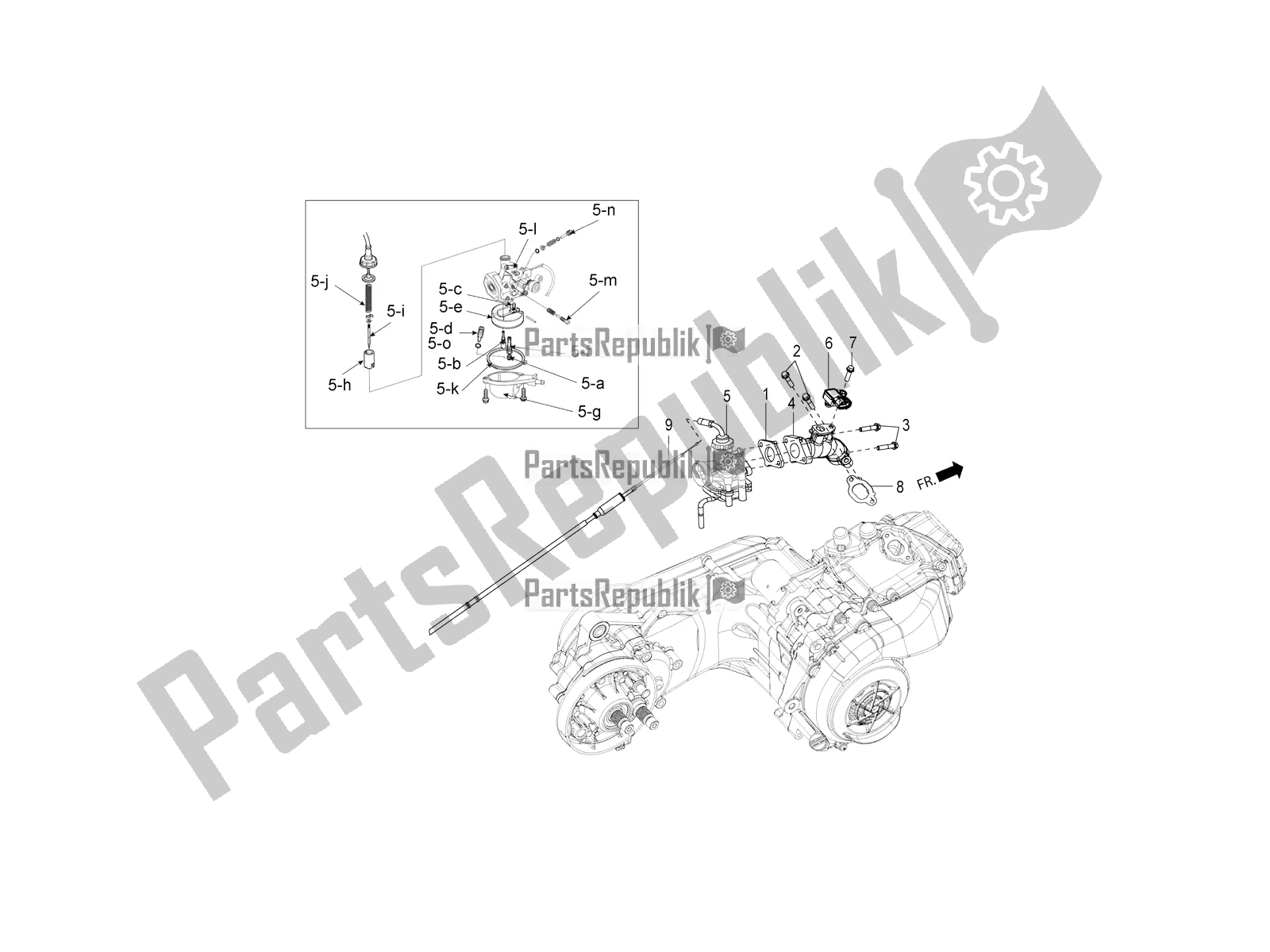 Todas las partes para Piezas De Repuesto Del Carburador de Aprilia SR Motard 150 4T 2018