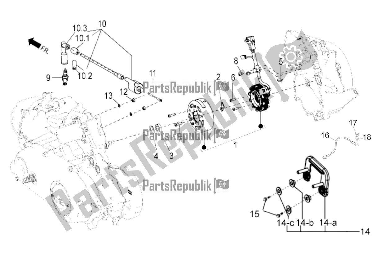 Alle Teile für das Schwungrad Magneto-h. T. Spule des Aprilia SR Motard 150 4T 2018