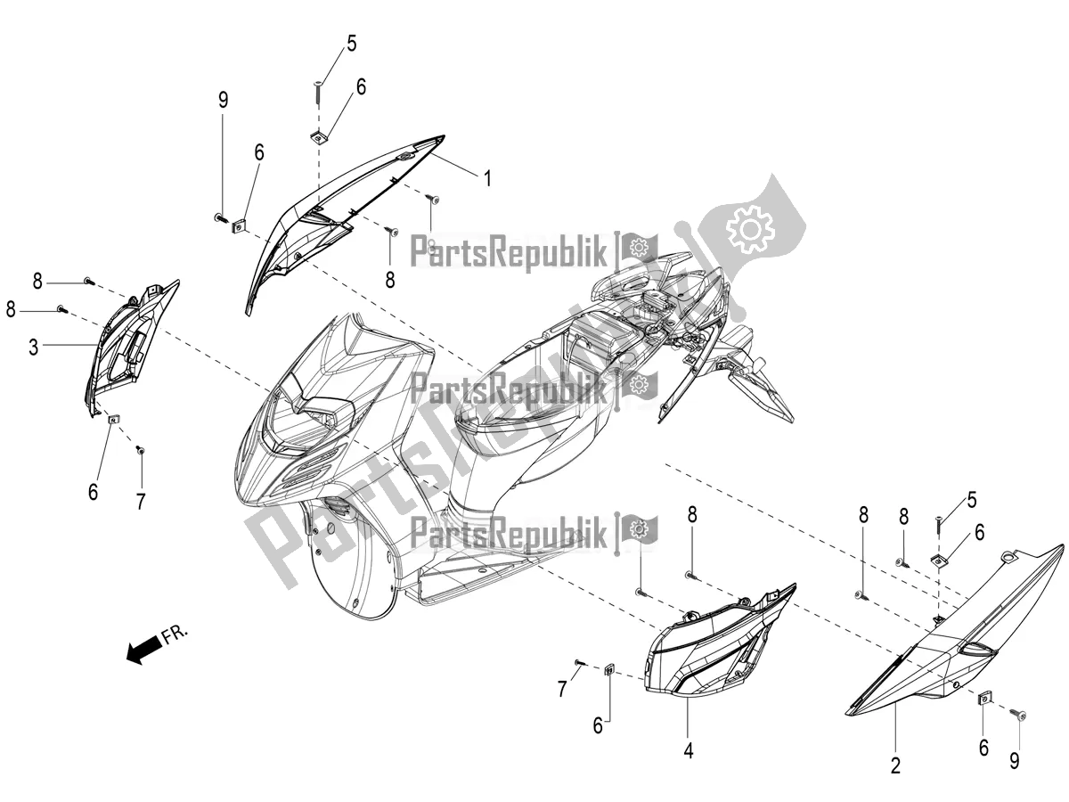 Toutes les pièces pour le Revêtements Latéraux-spoiler du Aprilia SR Motard 150 4T 2018