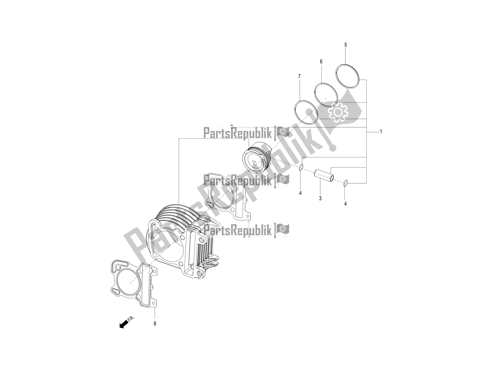 All parts for the Cylinder-piston-wrist Pin, Assy of the Aprilia SR Motard 150 4T 2019