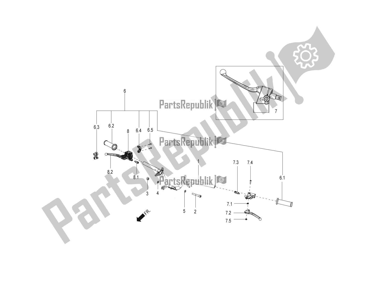 Todas as partes de Guidão do Aprilia SR Motard 150 ABS Apac 2020