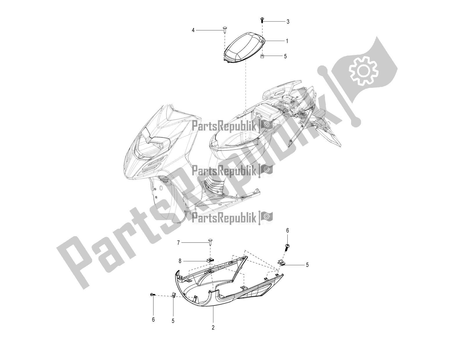 Toutes les pièces pour le Helmet Carrier Cover-spoiler du Aprilia SR Motard 150 ABS Apac 2020