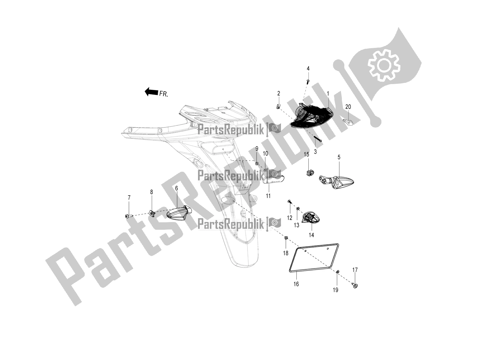 Tutte le parti per il Fanali Posteriori - Indicatori Di Direzione del Aprilia SR Motard 150 ABS Apac 2020