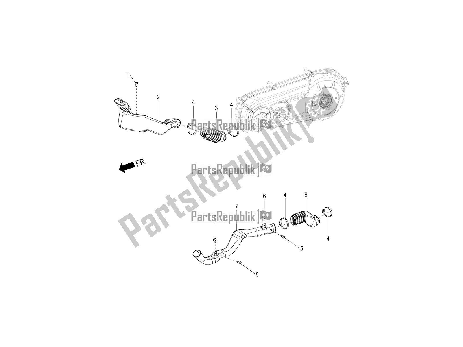 Alle onderdelen voor de Air Suction Duct van de Aprilia SR Motard 150 ABS Apac 2021