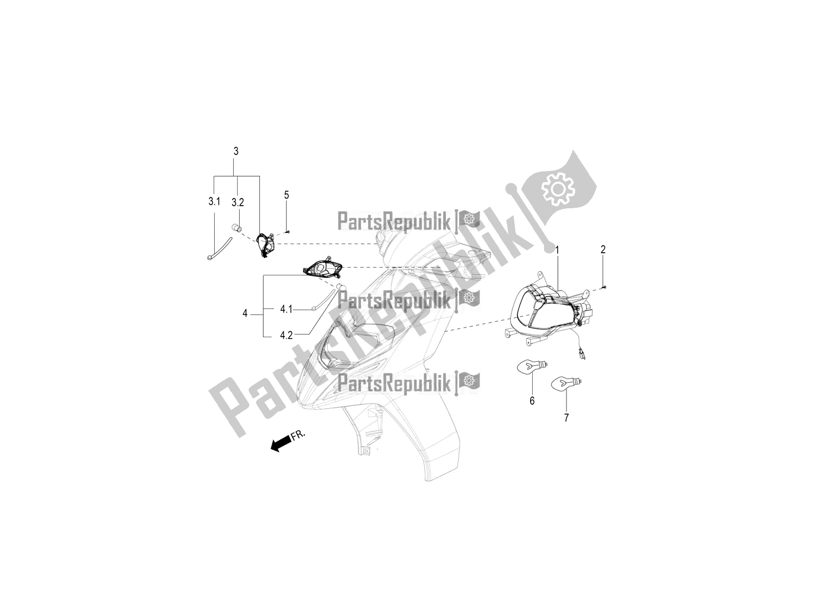 Alle Teile für das Frontscheinwerfer - Blinker des Aprilia SR Motard 150 ABS Apac 2021