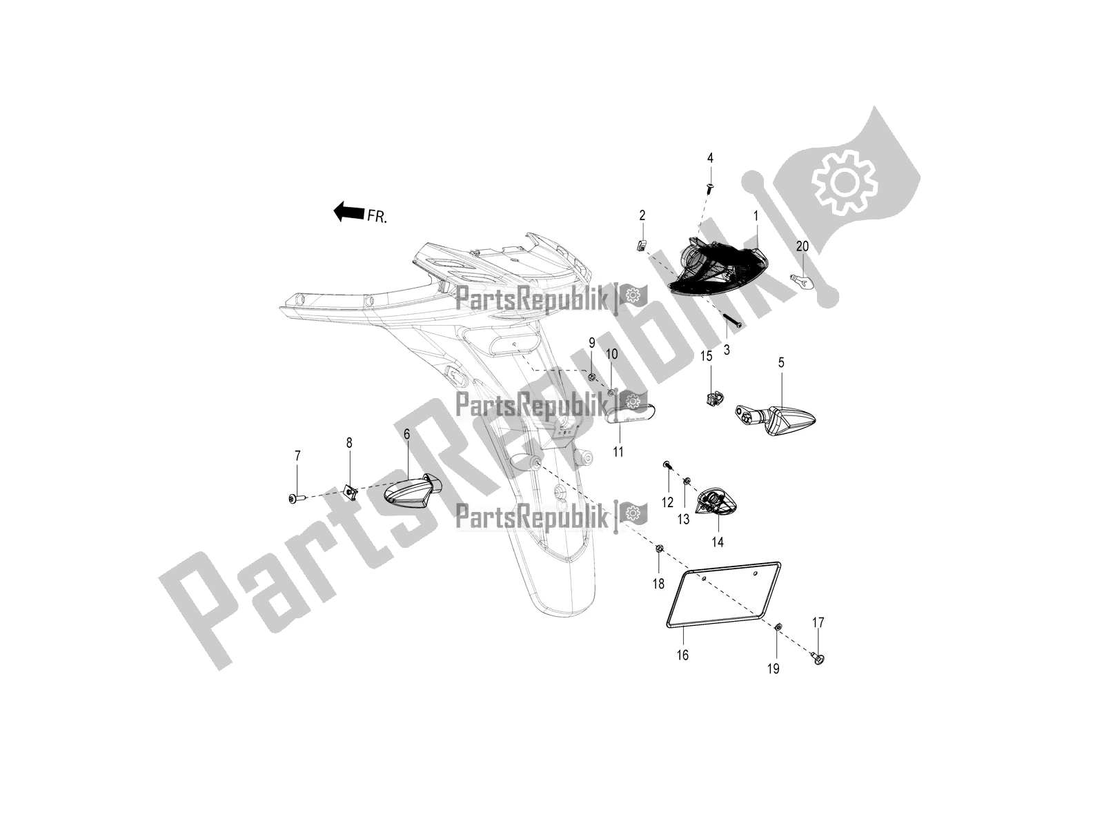 Alle onderdelen voor de Achterlichten - Richtingaanwijzers van de Aprilia SR Motard 150 ABS Apac 2021