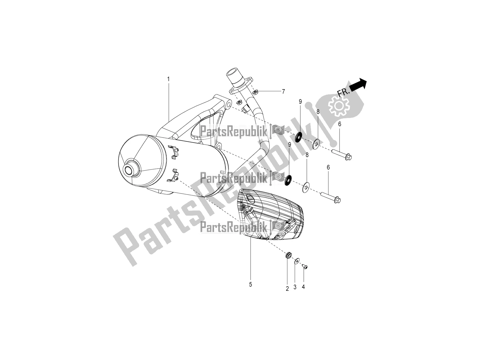 Alle onderdelen voor de Geluiddemper van de Aprilia SR Motard 150 ABS Apac 2021