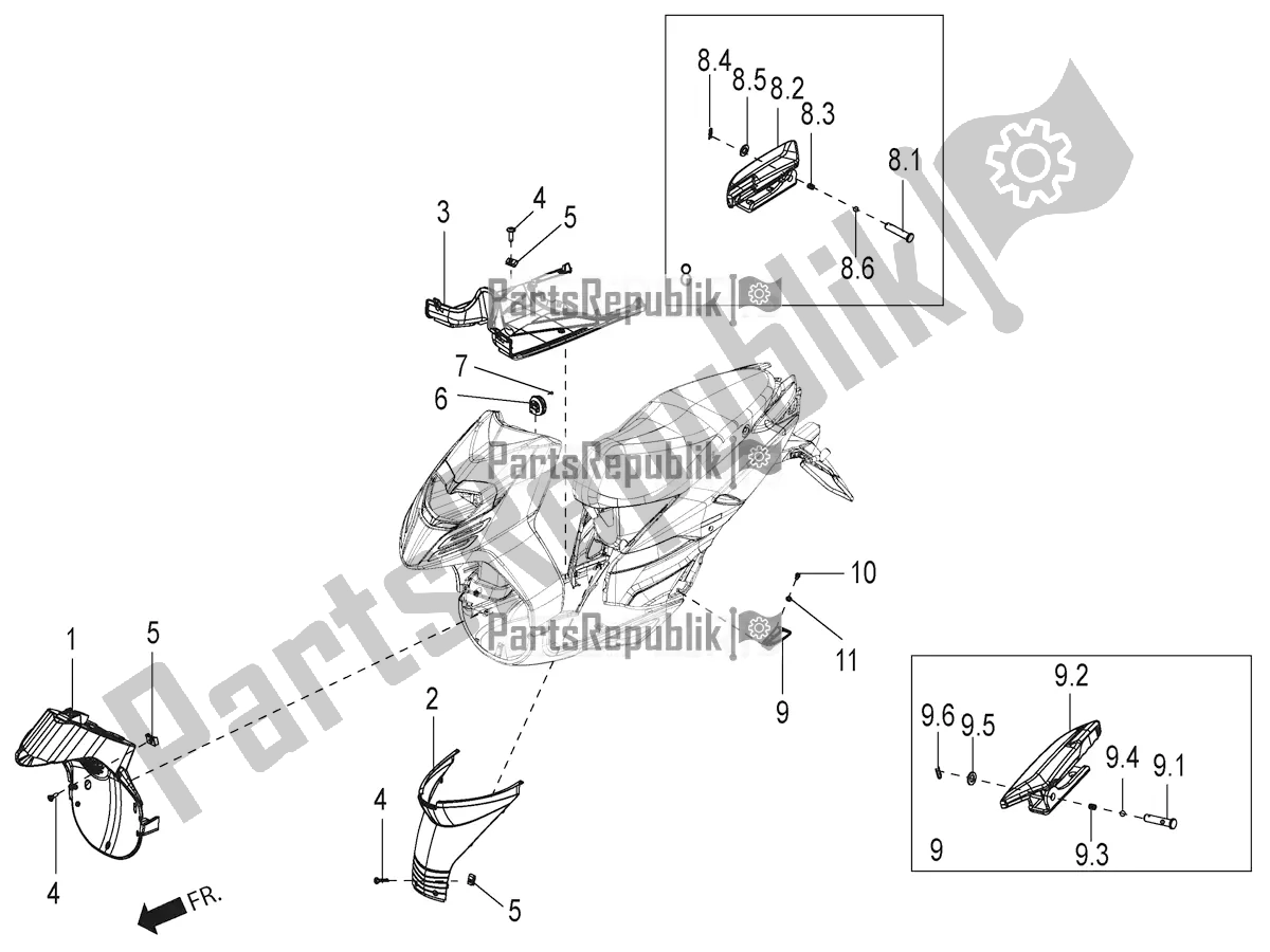 Toutes les pièces pour le Housse Centrale - Repose-pieds du Aprilia SR Motard 150 ABS Apac 2022