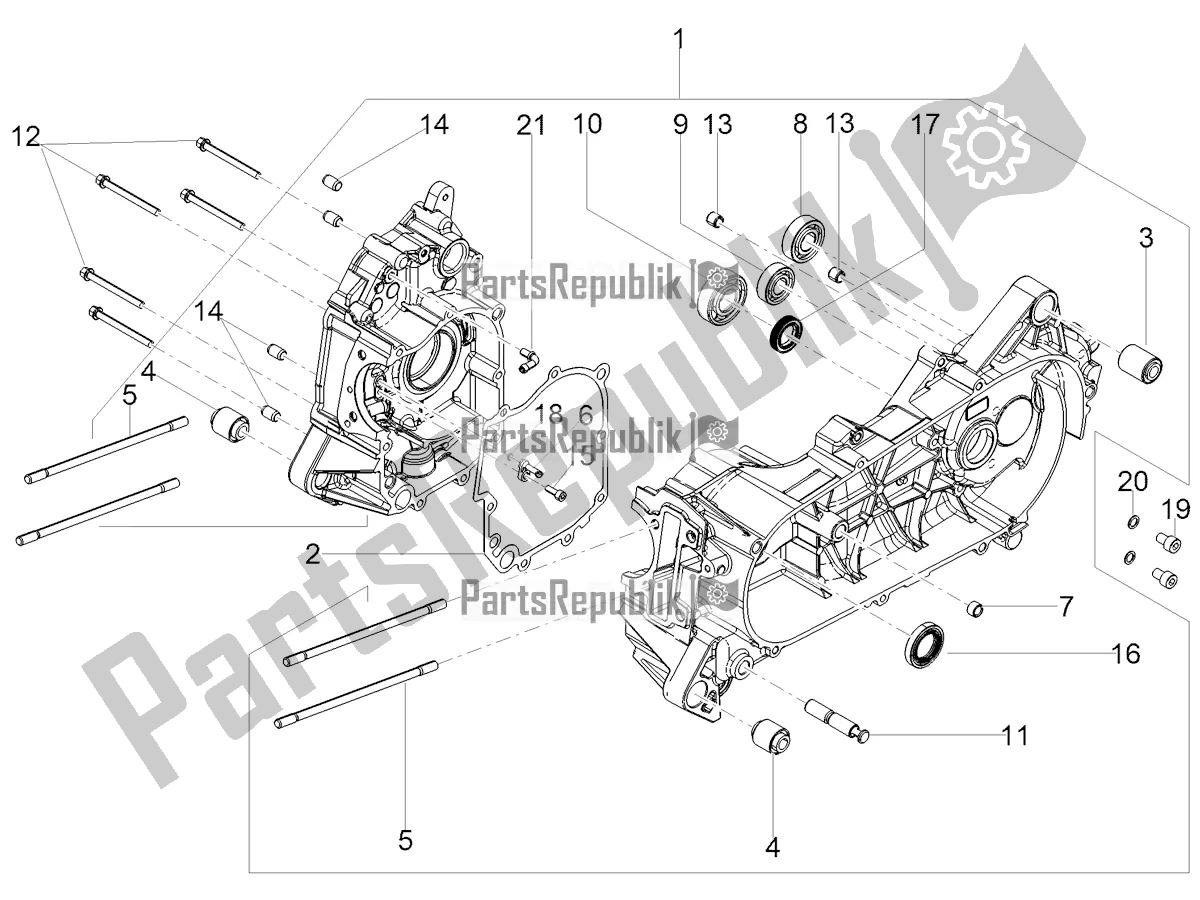 All parts for the Crankcase of the Aprilia SR Motard 150 ABS Apac 2022