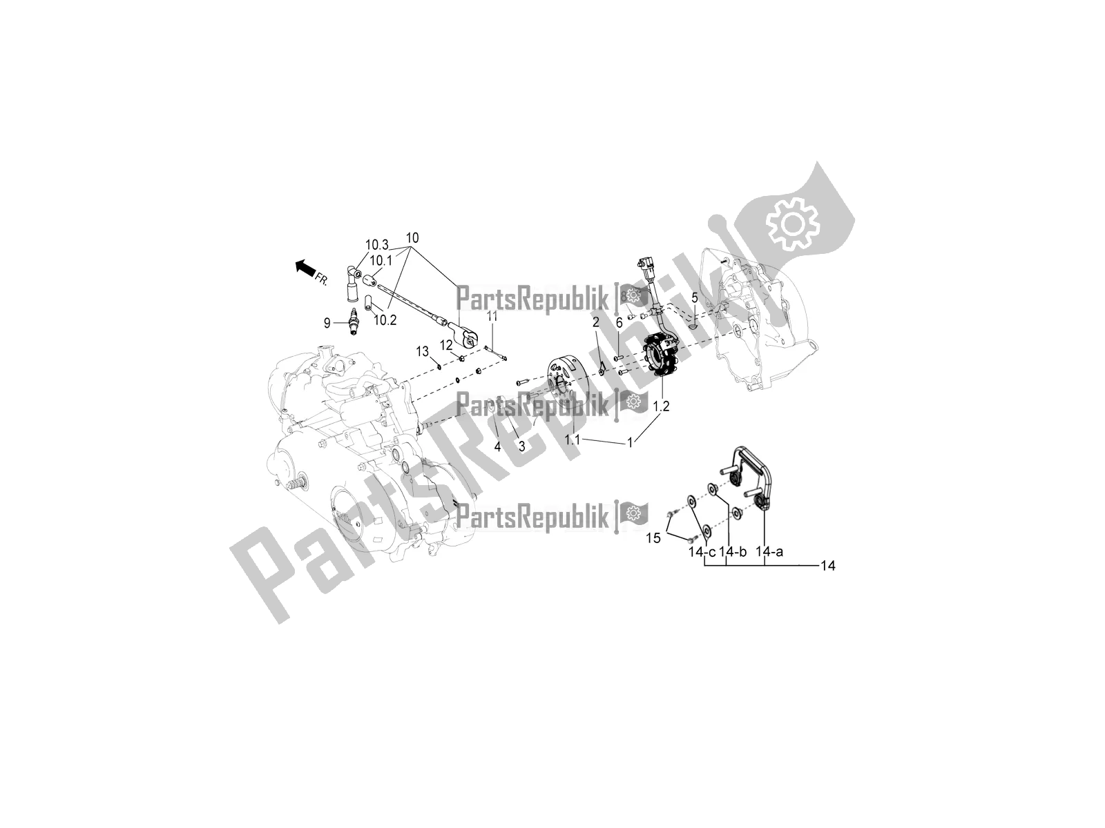 All parts for the Flywheel Magneto-h. T. Coil of the Aprilia SR Motard 150 ABS Apac 2022