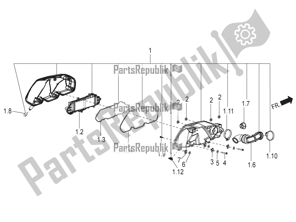 Alle onderdelen voor de Luchtfilter van de Aprilia SR Motard 150 ABS Racer Carb. Latam 2019