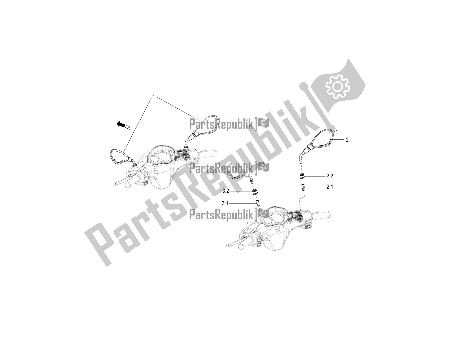 Todas as partes de Espelho (s) De Direção do Aprilia SR Motard 150 ABS Racer Carb. Latam 2019