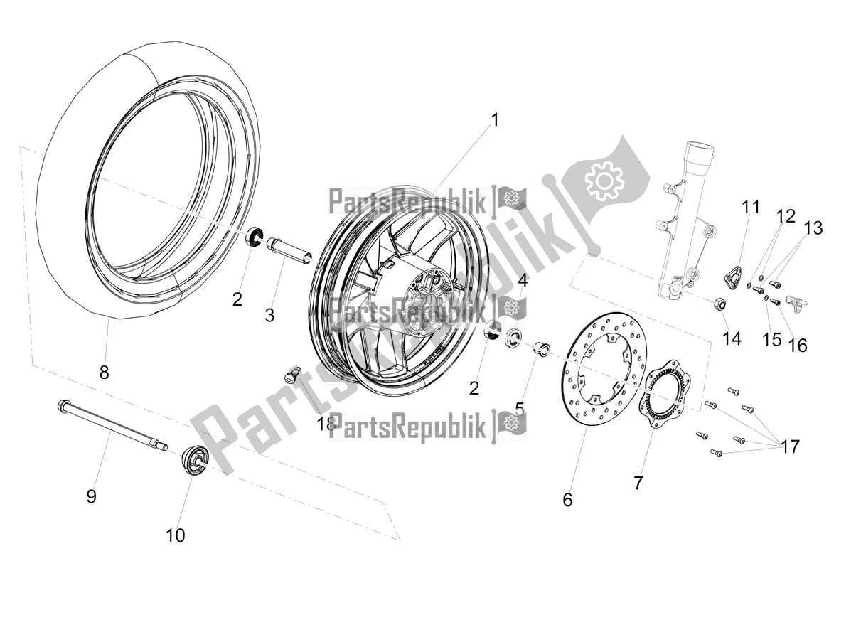 Toutes les pièces pour le Roue Avant du Aprilia SR Motard 150 ABS Racer Carb. Latam 2019