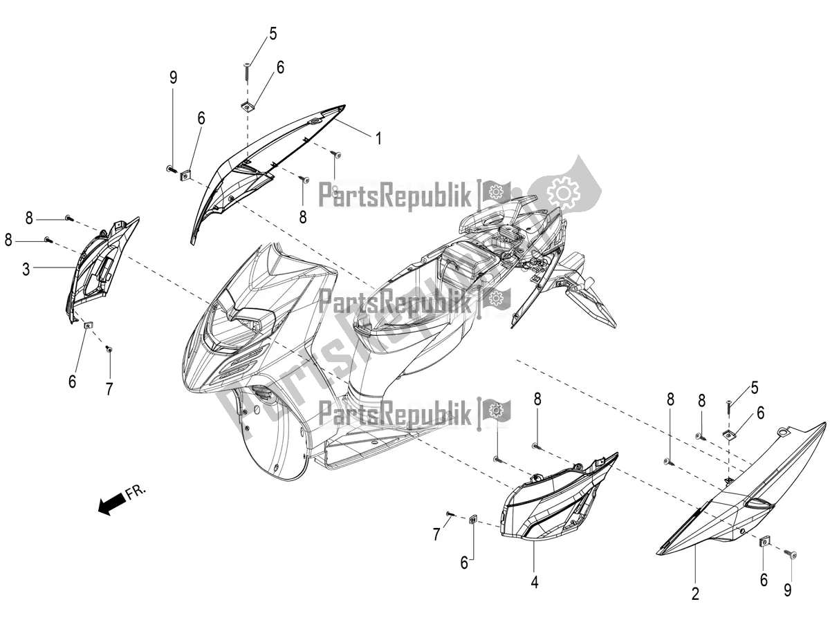 Toutes les pièces pour le Revêtements Latéraux-spoiler du Aprilia SR Motard 150 ABS Racer Carb. Latam 2019