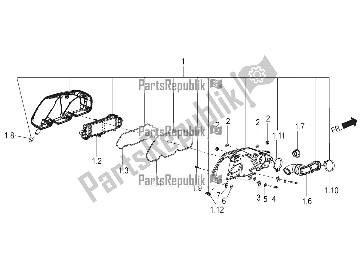Alle onderdelen voor de Luchtfilter van de Aprilia SR Motard 150 ABS Racer Carb. Latam 2020