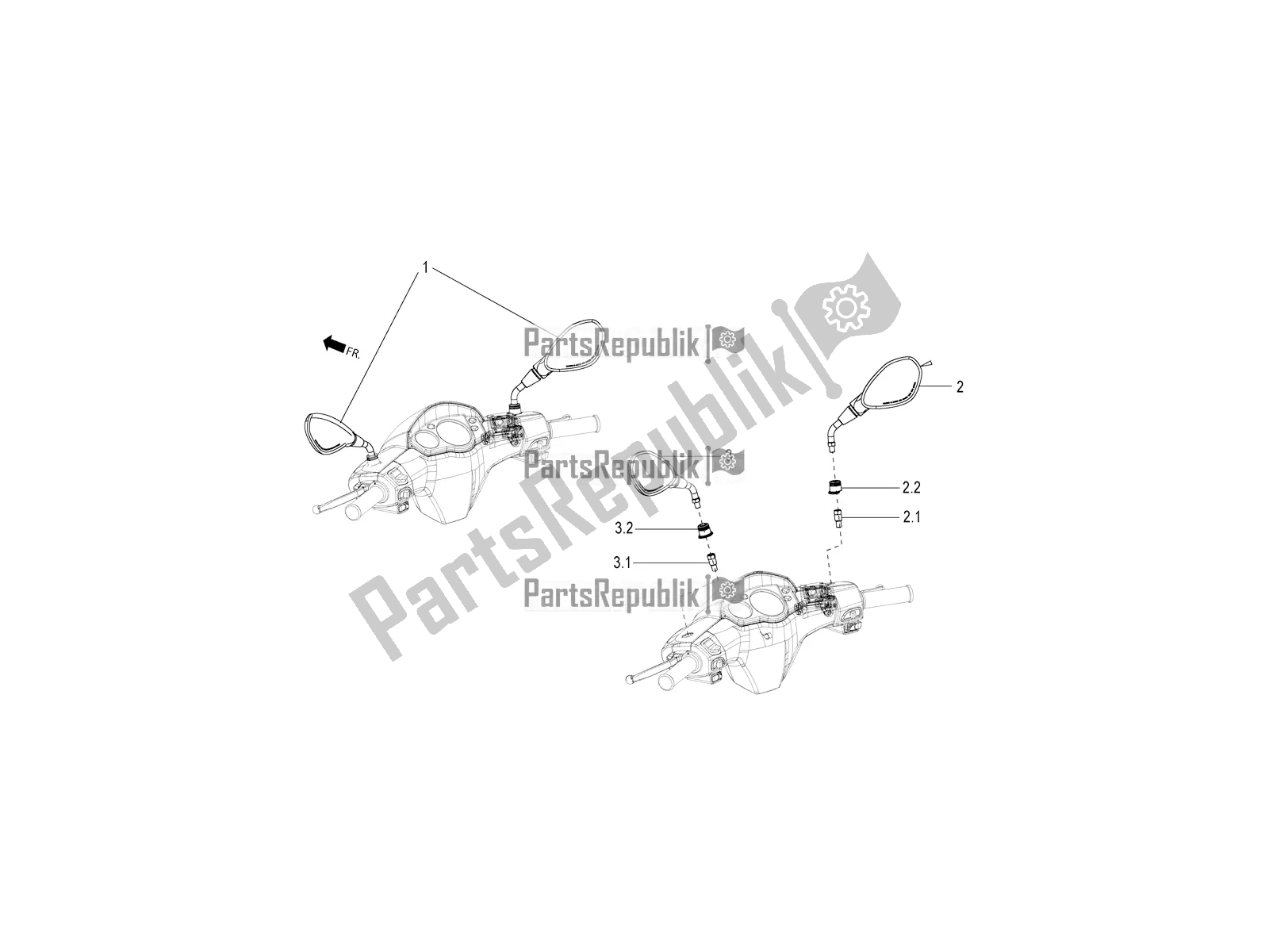 Todas as partes de Espelho (s) De Direção do Aprilia SR Motard 150 HE Carb. 2020