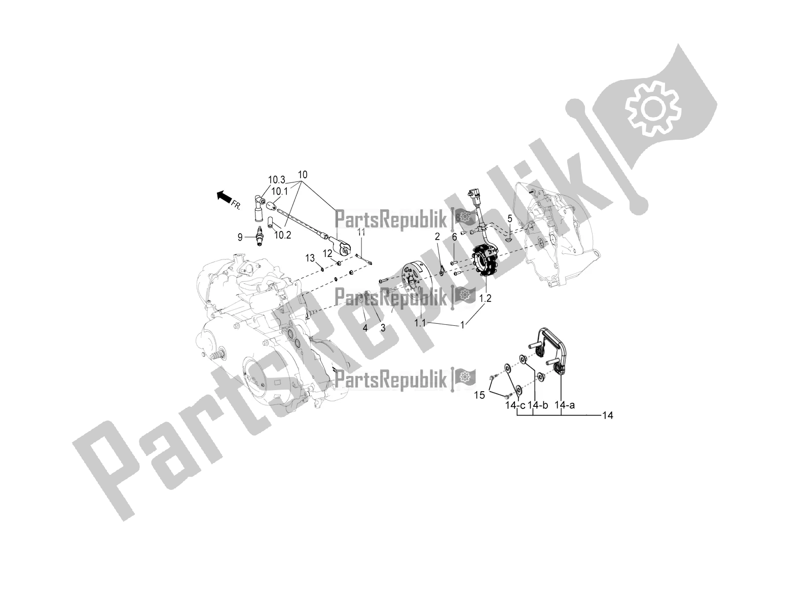 Tutte le parti per il Volano Magneto-h. T. Bobina del Aprilia SR Motard 150 HE Carb. 2020