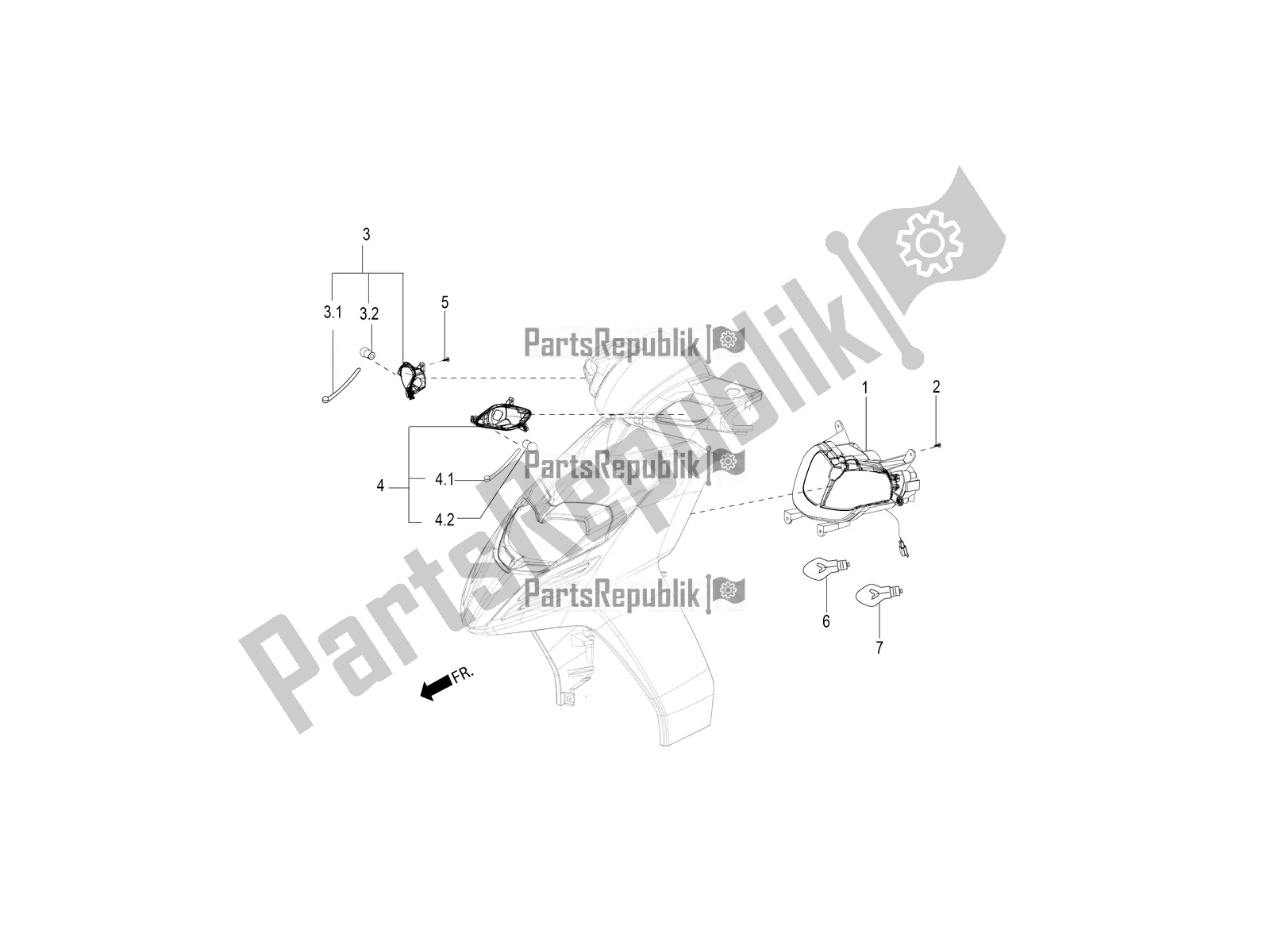 Alle Teile für das Frontscheinwerfer - Blinker des Aprilia SR Motard 150 HE Carb. 2020