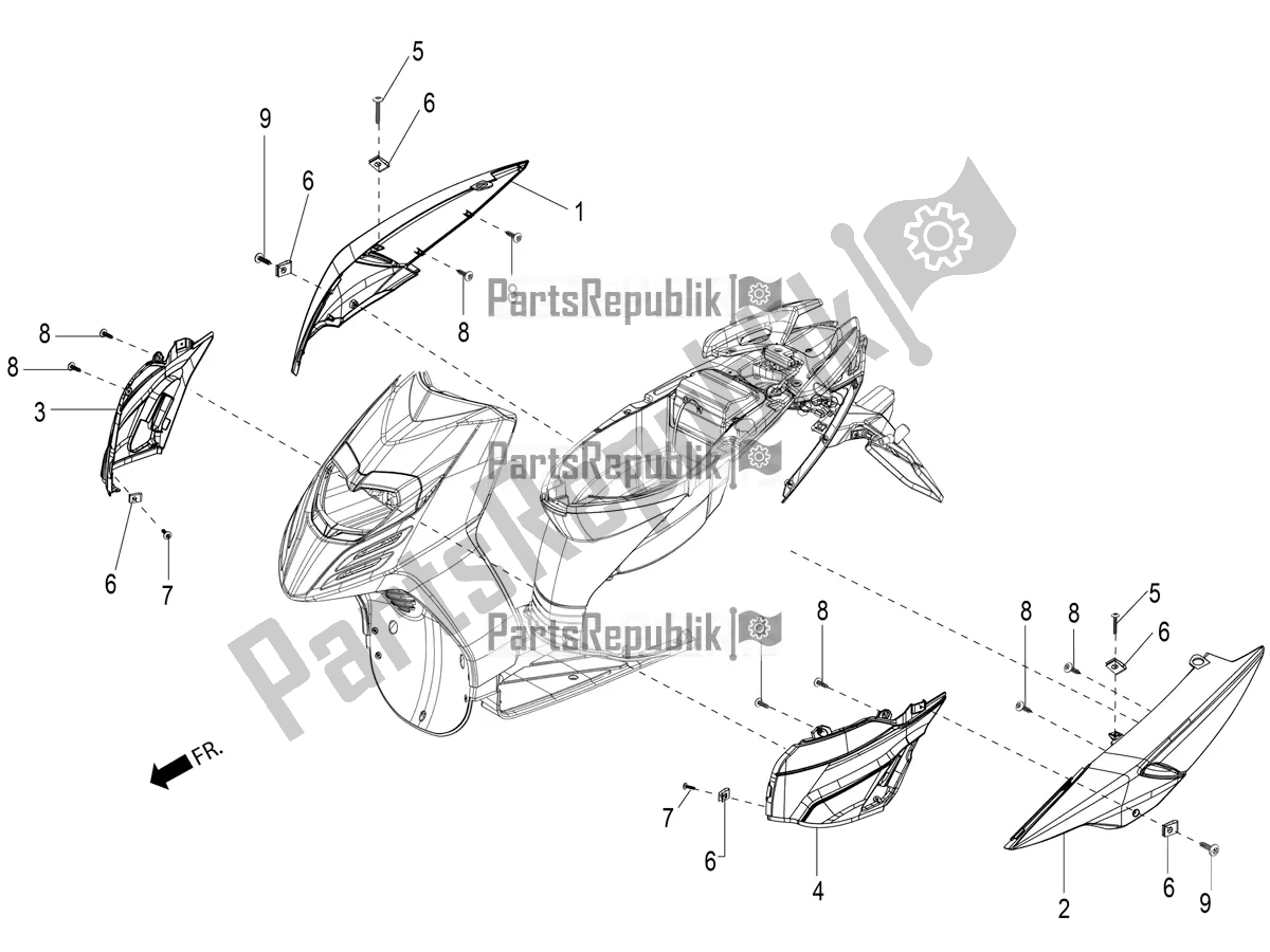 Tutte le parti per il Rivestimenti Laterali-spoiler del Aprilia SR Motard 150 HE Carb. 2020