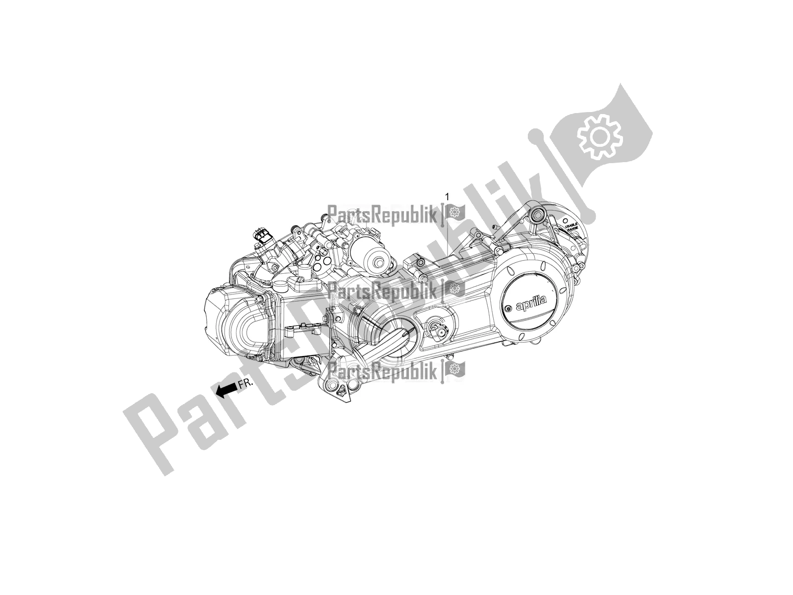 All parts for the Complete Engine of the Aprilia SR Motard 150 HE Carb. 2021