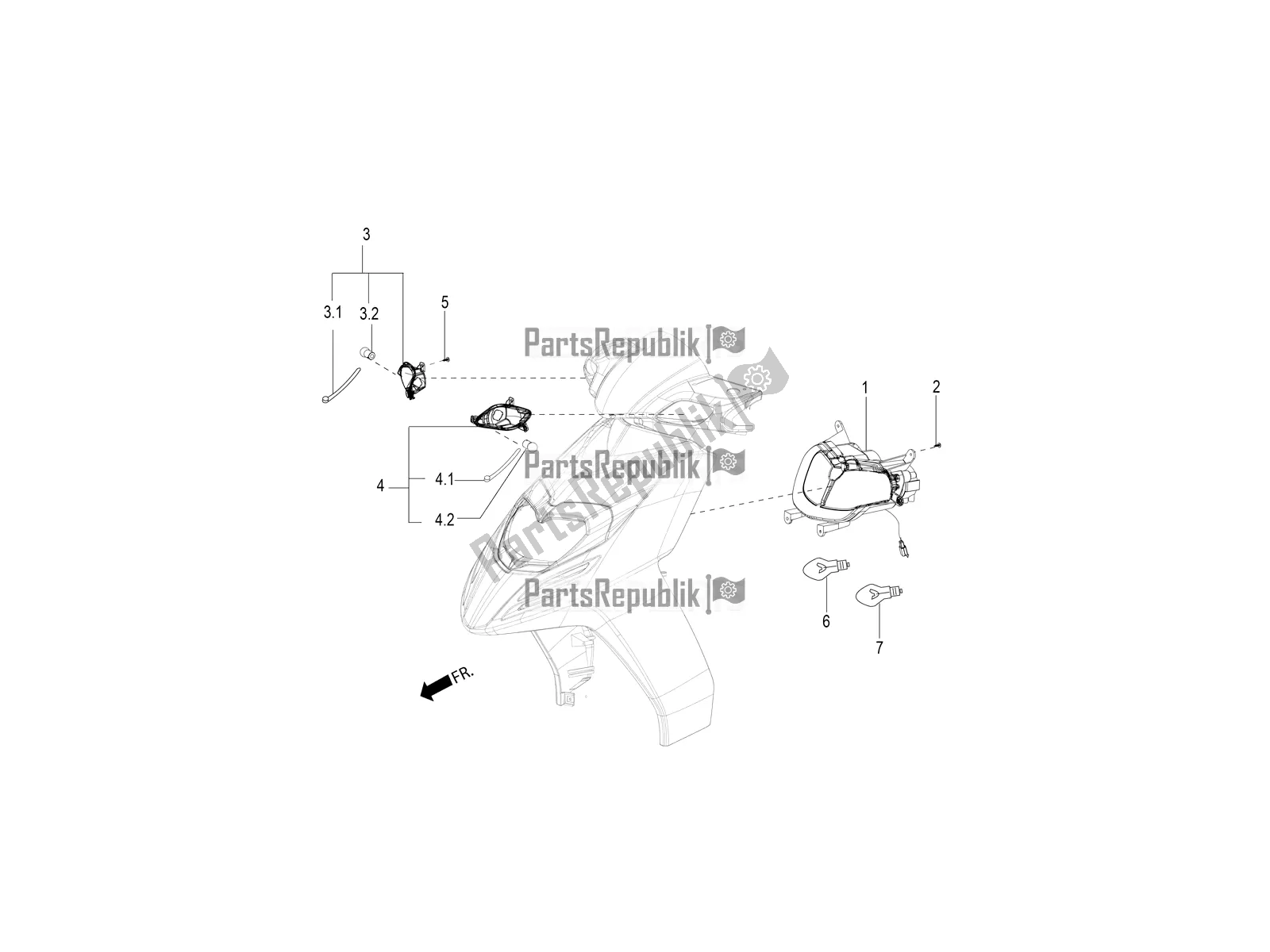 Toutes les pièces pour le Phares Avant - Clignotants du Aprilia SR Motard 150 HE Carb. 2021