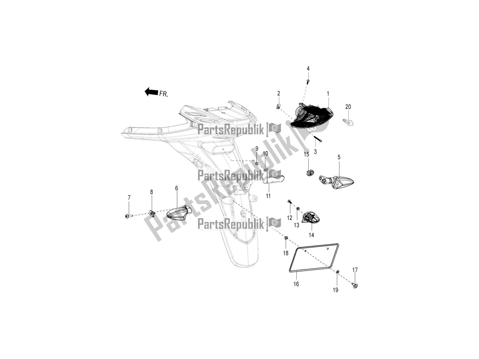 Toutes les pièces pour le Phares Arrière - Clignotants du Aprilia SR Motard 150 HE Carb. 2021