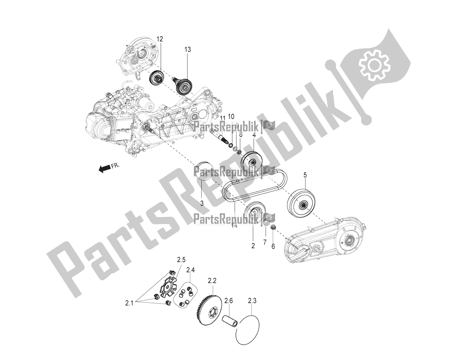 Todas las partes para Transmisión-embrague de Aprilia SR Motard 150 HE Carb. 2021