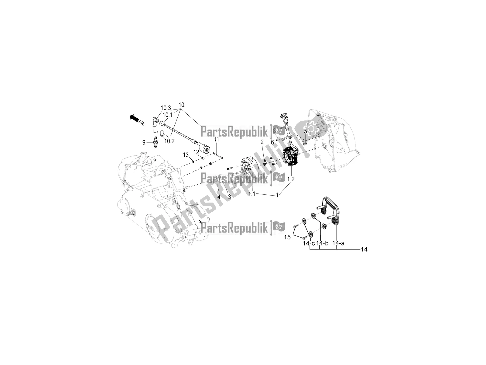 Alle onderdelen voor de Vliegwiel Magneto-h. T. Spoel van de Aprilia SR Motard 150 HE Carb. Race 2020