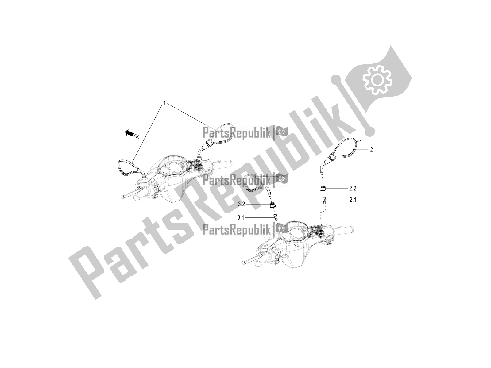 Todas as partes de Espelho (s) De Direção do Aprilia SR Motard 150 HE Carb. Race 2021