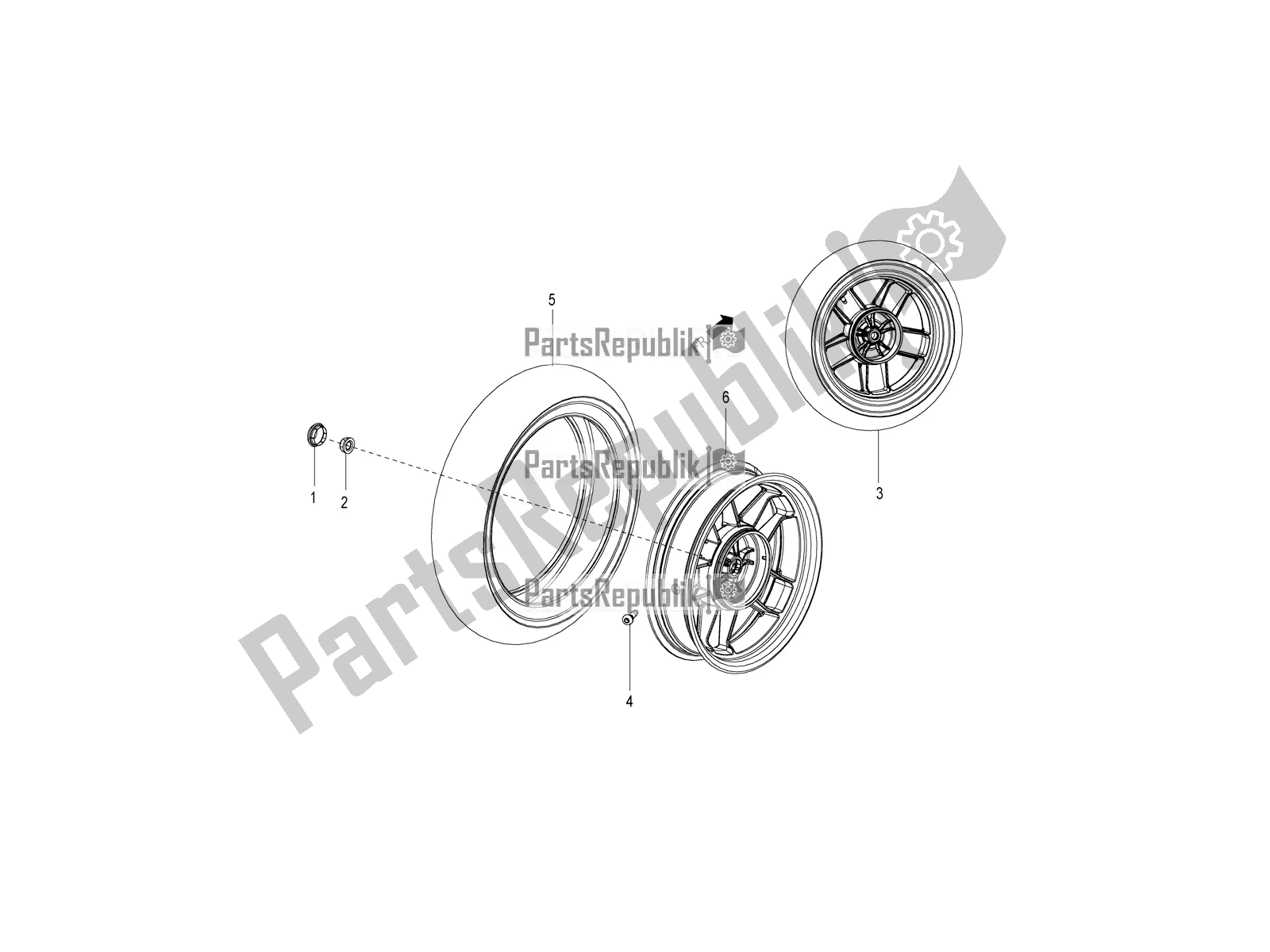 Toutes les pièces pour le Roue Arrière du Aprilia SR Motard 150 HE Carb. Race 2021