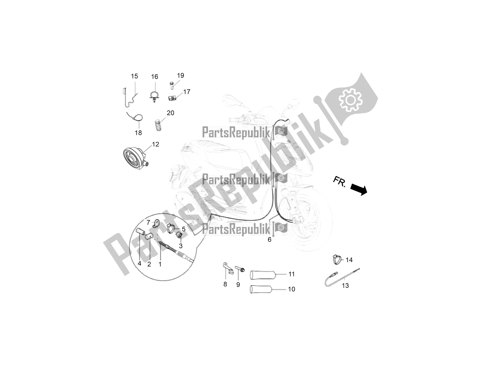 Toutes les pièces pour le Transmissions-compteur De Vitesse De Frein Arrière (kms) du Aprilia SR Motard 150 HE Carb. Race 2021