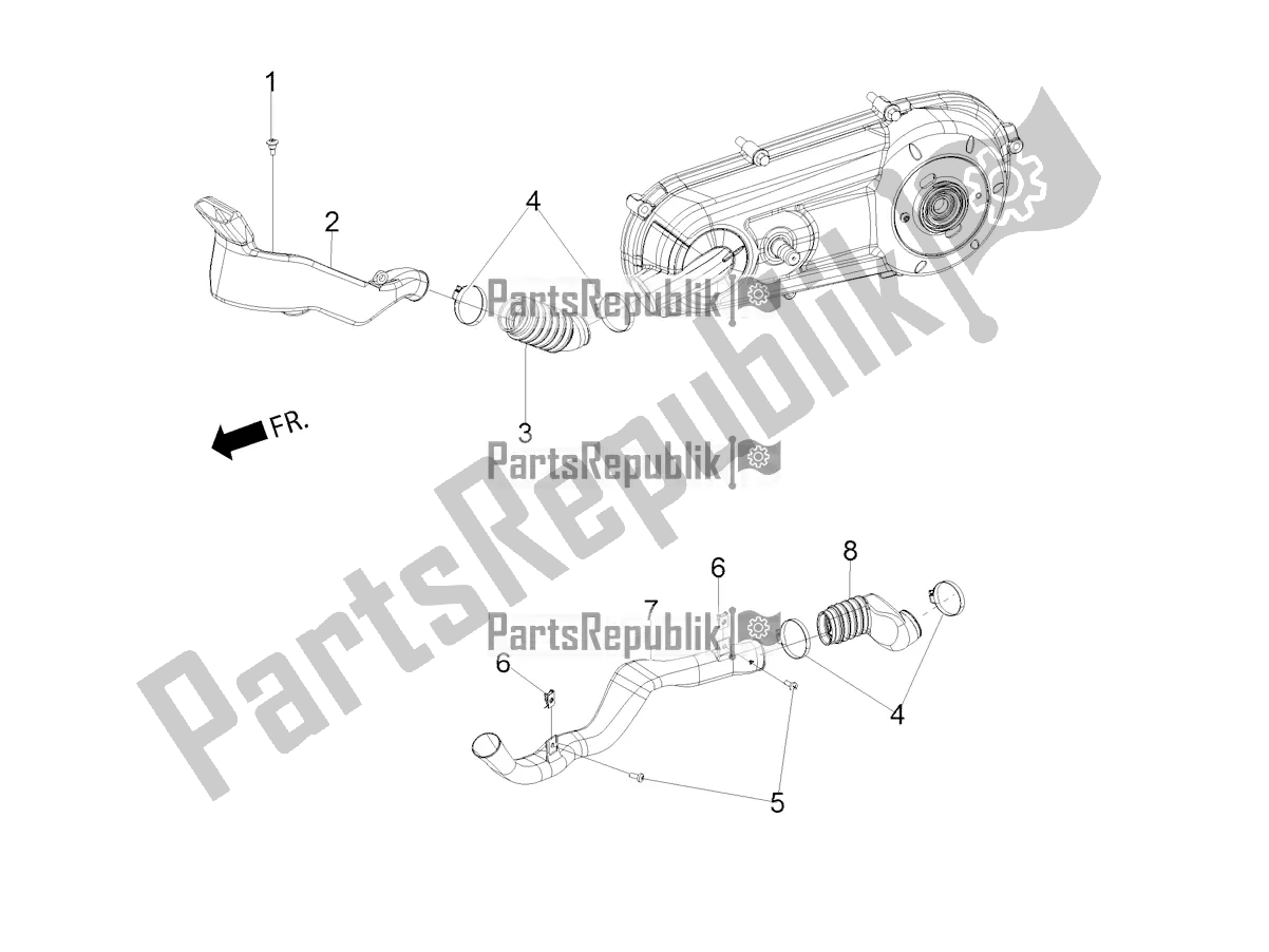 Alle onderdelen voor de Air Suction Duct van de Aprilia SR Motard 160 ABS Bsvi CKD Latam 2021