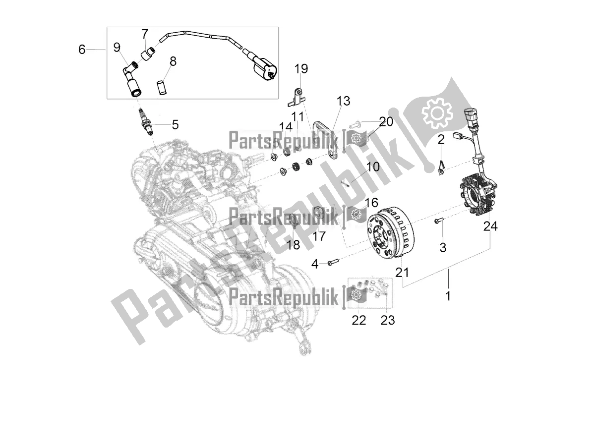 Todas las partes para Volante Magneto-h. T. Bobina de Aprilia SR Motard 160 ABS Bsvi CKD Latam 2021