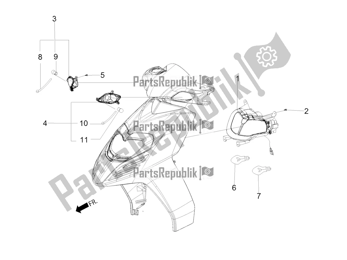 Alle Teile für das Frontscheinwerfer - Blinker des Aprilia SR Motard 160 ABS Bsvi CKD Latam 2021