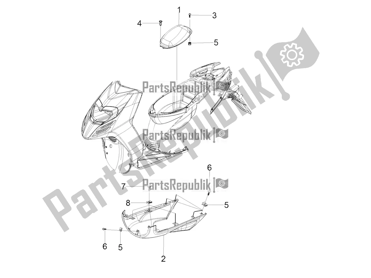 All parts for the Helmet Carrier Cover-spoiler of the Aprilia SR Motard 160 ABS Bsvi CKD Latam 2021