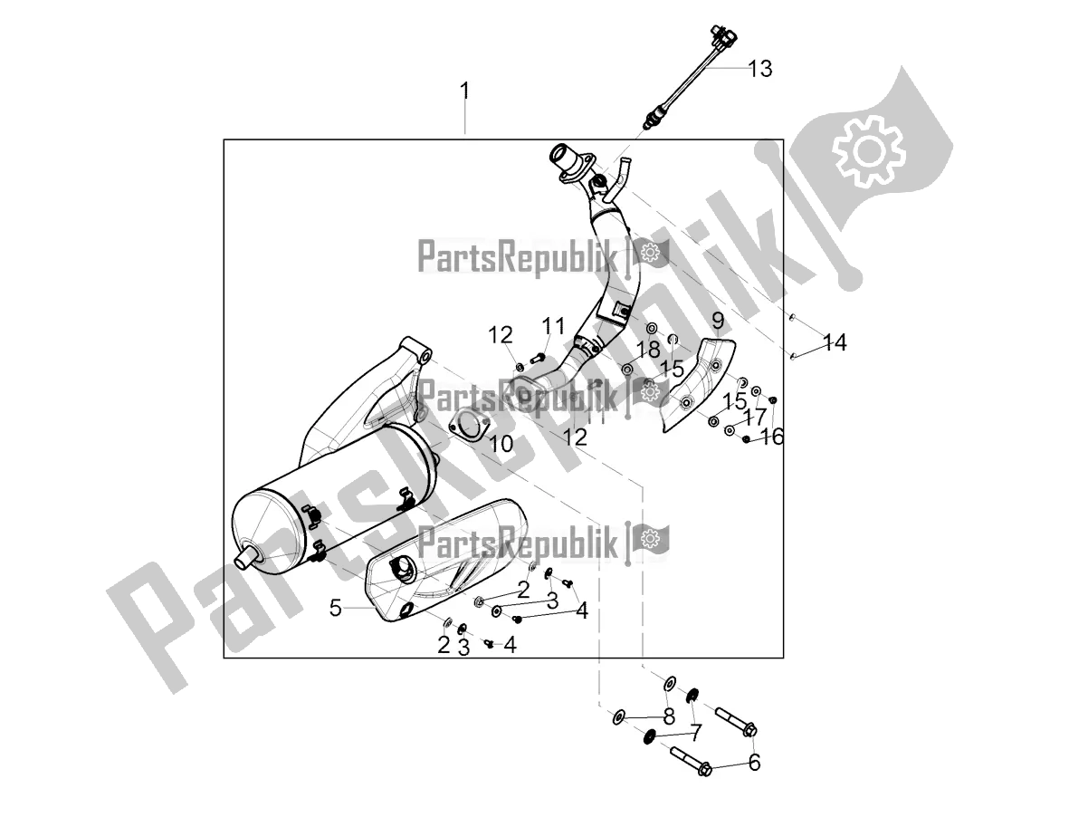 All parts for the Silencer of the Aprilia SR Motard 160 ABS Bsvi CKD Latam 2021