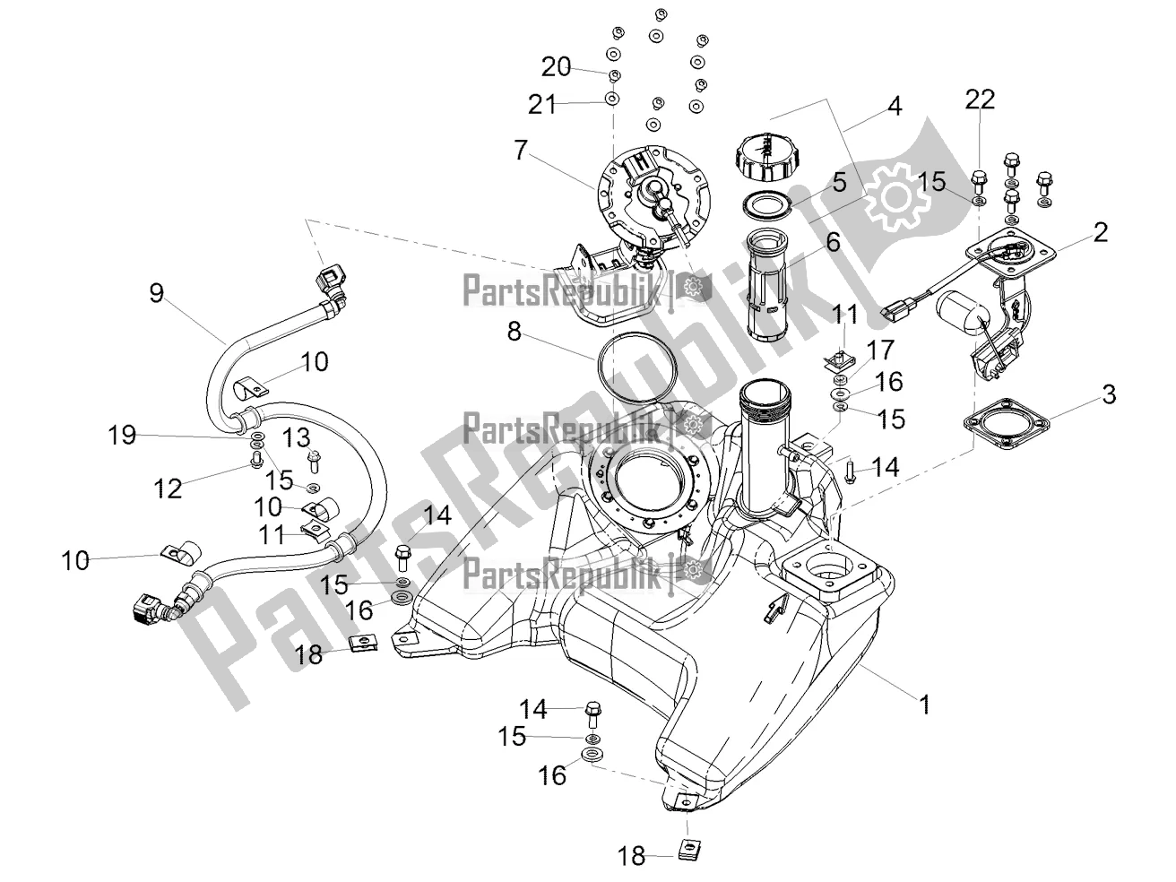 All parts for the Tank of the Aprilia SR Motard 160 ABS Bsvi CKD Latam 2021