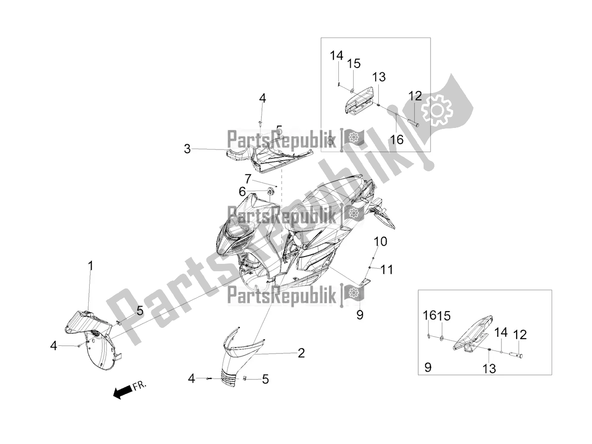 Tutte le parti per il Copertura Centrale - Poggiapiedi del Aprilia SR Motard 160 ABS Bsvi CKD Latam 2022