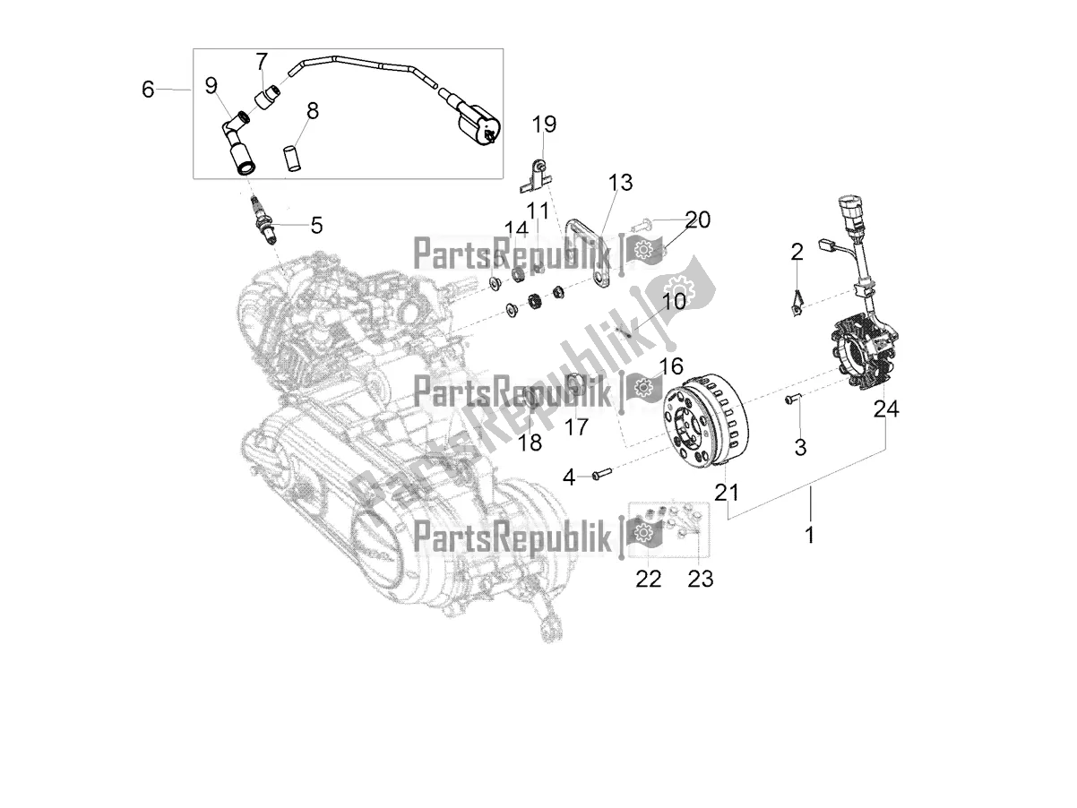 All parts for the Flywheel Magneto-h. T. Coil of the Aprilia SR Motard 160 ABS Bsvi CKD Latam 2022