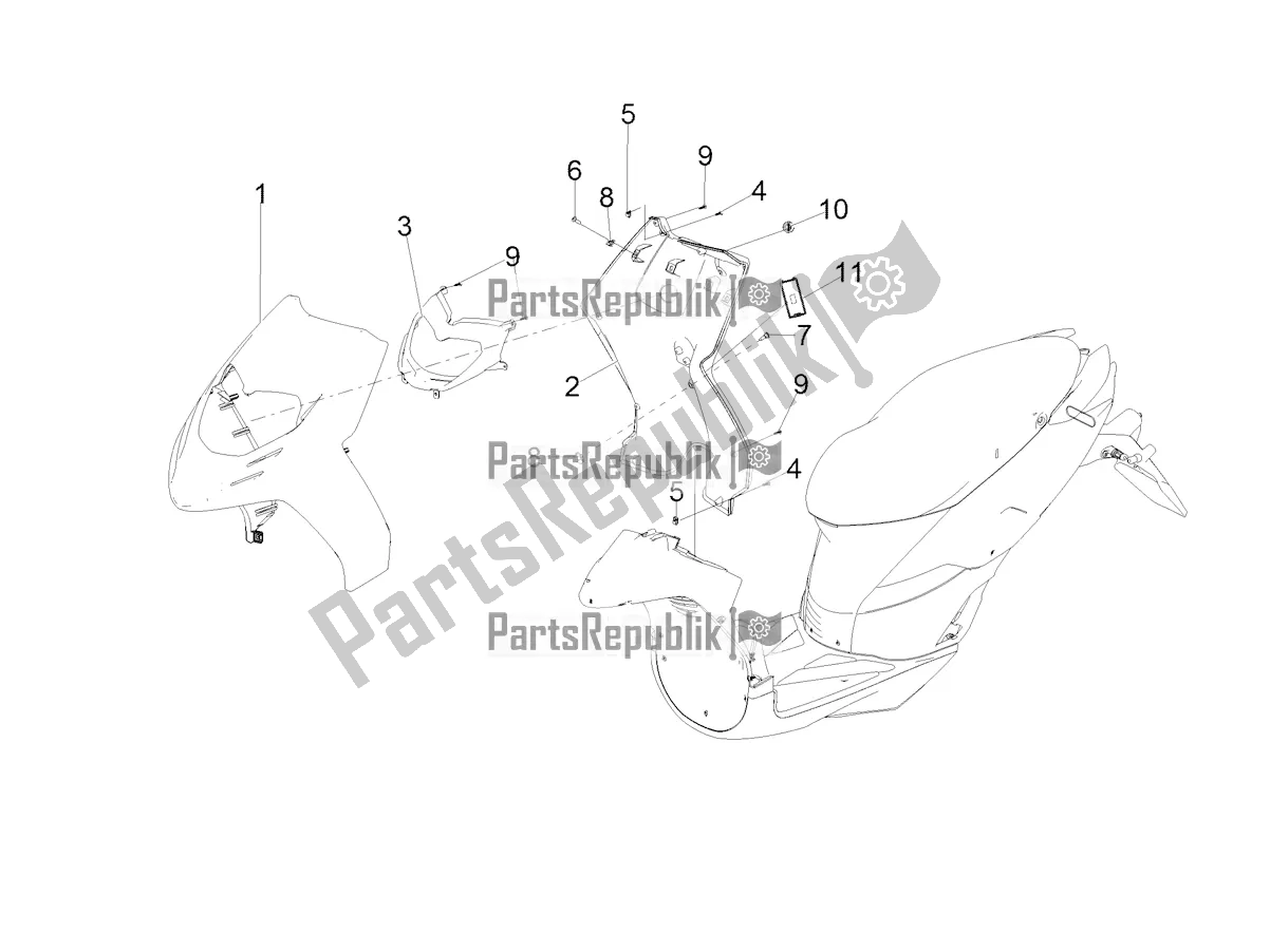 Todas as partes de Escudo Frontal do Aprilia SR Motard 160 ABS Bsvi CKD Latam 2022