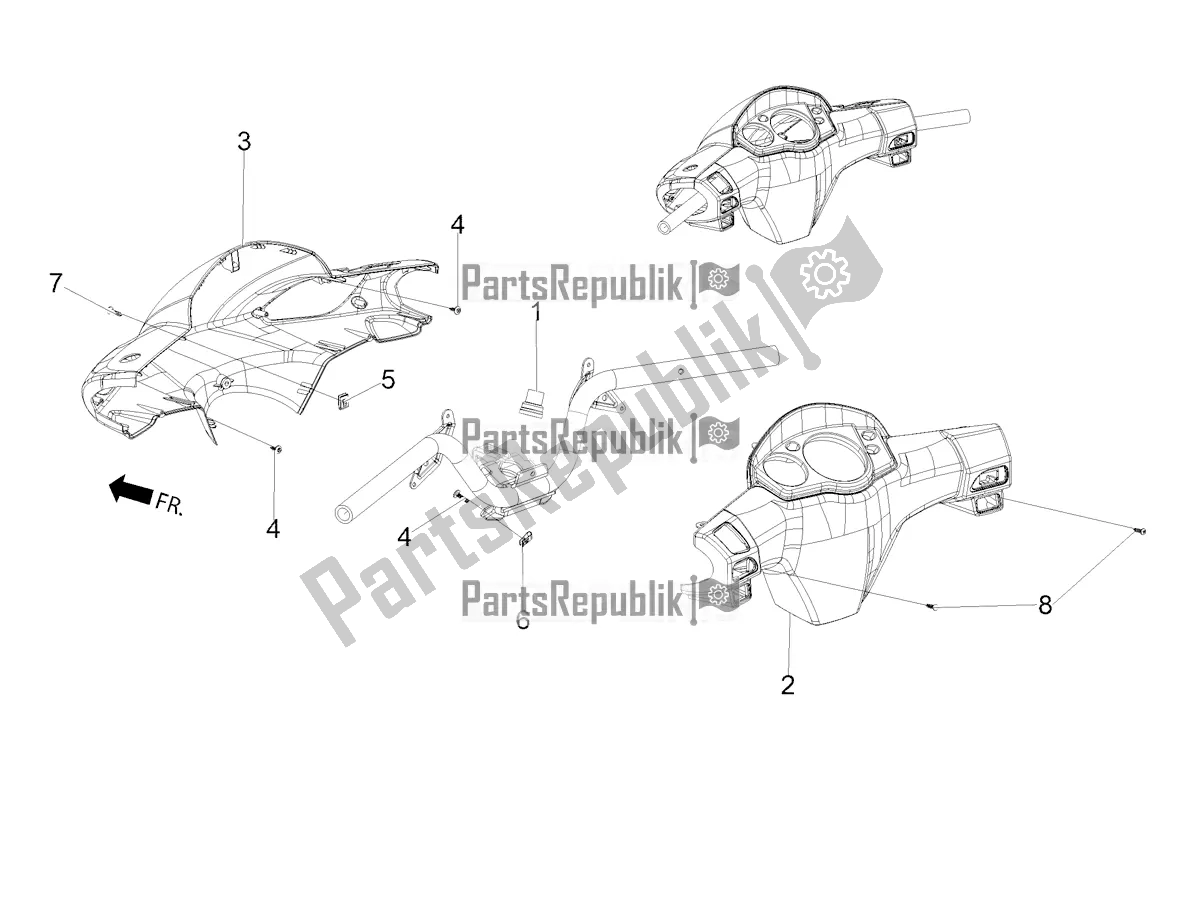 Alle Teile für das Lenkerabdeckungen des Aprilia SR Motard 160 ABS Bsvi CKD Latam 2022