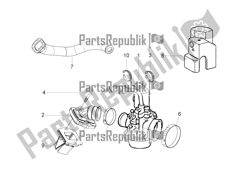 All parts for the Carburettor, Assembly - Union Pipe of the Aprilia SR Motard 50 2T 2016
