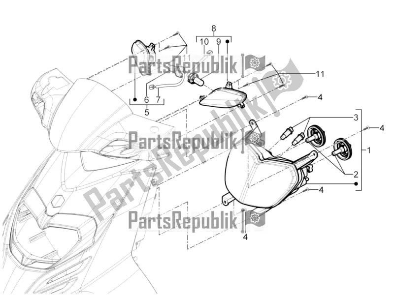 Todas as partes de Faróis Dianteiros - Luzes De Pisca do Aprilia SR Motard 50 2T 2016