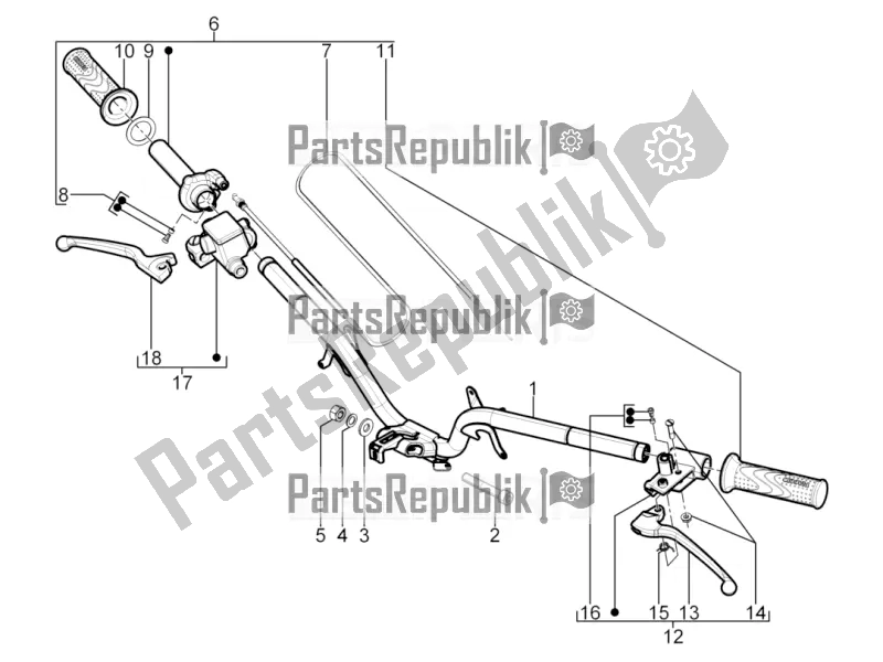 All parts for the Handlebars - Master Cil. Of the Aprilia SR Motard 50 2T 2016